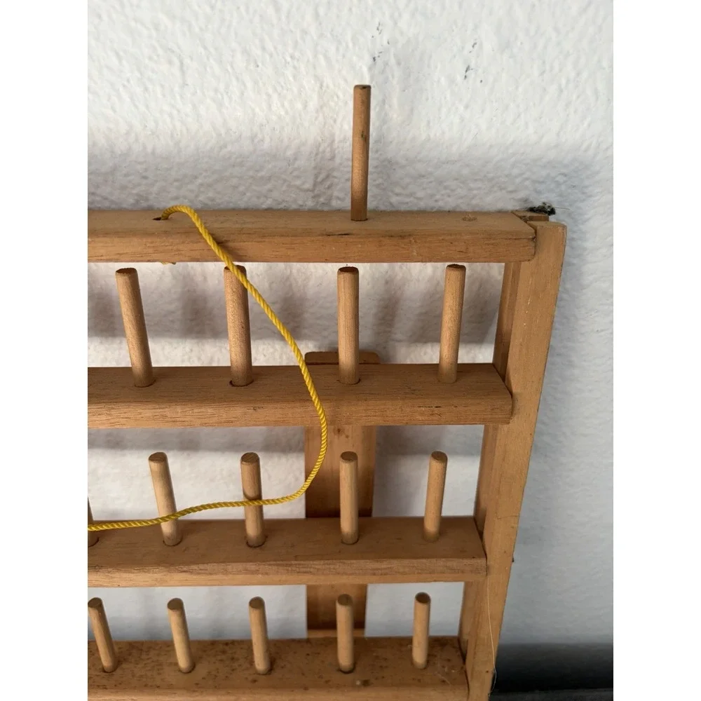 Johnny Buttons Spool Wood Thread Holder Hanging Rack Missing/Broken Spindles